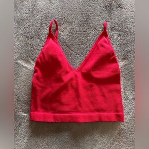 Cherry Red Ribbed Crop Tank Top Stretch Women’s Athletic Casual Sz S EUC